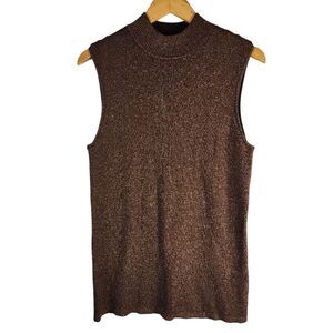 Nygard Collection Size XL Metallic Sleeveless mock Turtleneck brown gold
